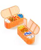 Weekly Pill Organizer Travel - Double-Sided Portable 2/3/4 Times a Day - 2 PC Orange - Ideal for Supplements Fish Oils Medication & Vitamins - Buy Online on GoSupps.com
