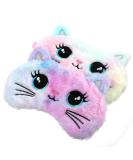 2 PCS Plush Sleeping Eye Mask - Cute Animal Satin Blindfold for Comfortable Sleep | Soft Eye Cover for Men & Women - Buy Online on GoSupps.com