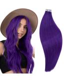 RUNATURE Colored Purple Tape in Hair Extensions 12 Inch - 20g Remy Human Hair Tape #Purple - Buy Online on GoSupps.com