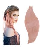 RUNATURE 16 Inch Light Pink Tape in Human Hair Extensions - 25 Gram Colored Tape Hair Extensions - Buy Online on GoSupps.com
