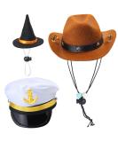 Yewong 3 Pieces Pet Hat Pet Sailor Captain Hat Cowboy Hat Witch Hat Dog Cat Pet Costume Hat for Halloween Party Photo Props Supplies - Buy Online on GoSupps.com