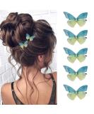 Handmade Realistic 3D Green Butterfly Hair Clips - Set of 5 Blue Hair Pins for Women and Girls | Wedding Decorative Hair Accessories - Buy Online on GoSupps.com