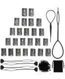 Viking Hair Accessories Set: 24 Hair & Beard Beads, 6 Pull Hair Pins, 100 Rubber Bands - Black, with Storage Bag - Buy Online on GoSupps.com