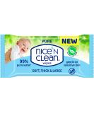 Nice 'N CLEAN Pure Baby Wipes - 60 Count Biodegradable Wet Wipes - 99% Water, Fragrance-Free - Buy Online on GoSupps.com