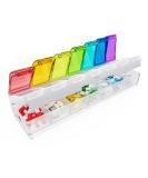 Shop Fullicon Weekly Pill Organizer - 7 Day Spill Proof Large Pill Box | Travel Medicine Organizer for Vitamins & Supplements (Rainbow Clear) - Fast International Shipping - Buy Online on GoSupps.com