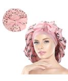 Arqumi Satin Sleeping Bonnet - Large Adjustable Pink Satin Sleep Cap with Butterfly Pattern - Buy Online on GoSupps.com