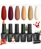 Beetles 6 Color Gel Nail Polish Set - Modern Retro Fall/Winter Shades - Soak Off Gel Polish Kit with LED Lamp - Christmas Nail Art DIY at Home - Brown, Yellow, Gold Glitter, Wine Red - A-Modern Retro Collection - Buy Online on GoSupps.com