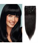 Buy 100% Remy Human Hair Clip-in Extensions - Natural Black #1B-1 20 (50cm) 70g - Affordable Real Hair Tressen Online - Buy Online on GoSupps.com