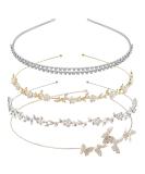 Yxiang Fashion Headband 4 Pack | Rhinestone Thin Metal Hair Bands | Butterfly Flower Design | Wedding Hair Accessories | Women and Girls Gift - Buy Online on GoSupps.com