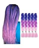 Tess Braids Blue 60 cm Extensions - 5 Pack Jumbo Kanekalon Ombre Hair Braids (Blue/Purple/Pink) for Box Braids - 100g per Bundle - Buy Online on GoSupps.com