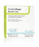 Dermarite Industries Comfort Foam with Border Lite Thin Foam with Silicone 2x2 10 Count - Best Quality Wound Dressing - Buy Online on GoSupps.com