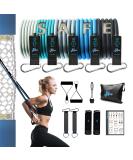 WEUE Resistance Band Set - 150lbs Safety Tube for Fitness Workouts - Includes Handles, Ankle Straps, Door Anchor - Ideal for Men and Women - Gym and Home Exercise Equipment - Buy Online on GoSupps.com