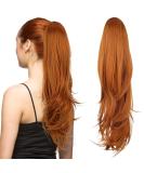 PORSMEER Ponytail Extension Drawstring Ponytail Hair Extensions 26 Inch Long Natural Straight Wavy End Synthetic Hairpiece for Women Girls Daily Use (Orange) - Buy Online on GoSupps.com
