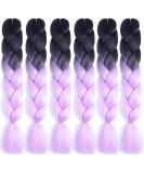 LDMY Jumbo Braiding Hair Extensions - 6PCS Ombre Braids Black to Light Purple 24inch Kanekalon Synthetic Hair for Women - International Shipping Available - Buy Online on GoSupps.com