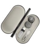 Healifty 2-in-1 Contact Lens Case with Mirror & Tweezers - Double-Sided Dual-Use Design for Men - Silver Gray - Buy Online on GoSupps.com