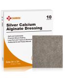 Carbou Silver Calcium Alginate Wound Dressing with Ag - 3x3 Patches | 10 Sterile Highly Absorbent Non-Stick Pads - Ideal for Effective Wound Care - Buy Online on GoSupps.com