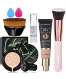 PHOERA Air Cushion CC Cream + Primer Set | Hydrating Anti-Aging Serum | SPF 25+ | Kabuki Brush & Makeup Sponge | Nude CC Color Correcting Formula - Buy Online on GoSupps.com