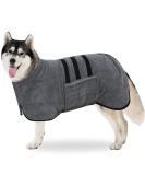 BasVII dog bemper made of microfiber bathrobe dog extra absorbent and fast drying with Velcro fastener and adjustable shrink tape for large medium and small dogs XXL gray-xxl - Buy Online on GoSupps.com