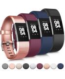 Tobfit Sport Bands for Fitbit Charge 2 - 4 Pack Replacement Wristbands (Black, Rose Gold, Wine Red, Blue) - Women Men Small/Large - Buy Online on GoSupps.com