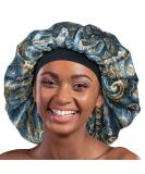 Alnorm Extra Large Curly Hair Sleep Cap - Navy Floral Design | Perfect Gift - Buy Online on GoSupps.com