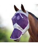 Harrison Howard Caremaster Thick Fleece Fly Mask for Horses - UV Protection Transparent Mesh No Ears & Nose Protection - Silver/Purple - Size M - Buy Online on GoSupps.com