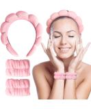 Gugugo Hair Band Set - 3 Pink Makeup & Skincare Headbands for Face Washing | Terry & Sponge - Perfect for Cosmetics Routine - Buy Online on GoSupps.com