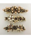 3PCS Retro Rhinestone Flower Hair Barrettes - Elegant Vintage Clips for Women | Stylish Hair Accessories - Buy Online on GoSupps.com