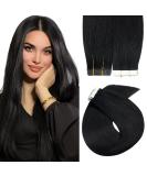 Elailite Real Hair Extensions Tape In #1 Black - 20 Pieces Invisible Glue 40cm 30g Real Human Hair - Buy Online on GoSupps.com