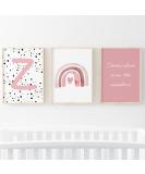 Pompom Prints Set of 3 Girls Bedroom Rainbow Nursery Scandi Boho Decor - A4 Z - Buy Online on GoSupps.com