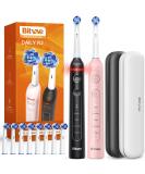 Bitvae Rotating Electric Toothbrush 2 Packs for Adults with Pressure Sensor Gifts for Men/Women 5 Modes Rechargeable Power Toothbrush with 8 Brush Heads Black & Pink R2 Black & Pink 2 Packs - Buy Online on GoSupps.com
