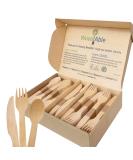 WoodAble Disposable Wooden Cutlery Mix - 200 Count | Backyard Compostable | 80 Forks, 80 Spoons, 40 Knives - Buy Online on GoSupps.com