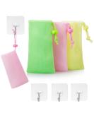Refongyabo Exfoliating Soap Pouch 3 Pack with Waterproof Hooks - Shower Soap Bags for Foaming Net and Soap on Rope (3 Colors) - Buy Online on GoSupps.com