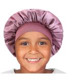 Kids Satin Bonnet Sleep Cap for Curly Hair - Adjustable Silk Hair Cap for Baby/Toddler 1-8 Years - Purple - Buy Online on GoSupps.com
