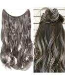 Buy Hair Part Extensions - Wavy 50cm Invisible Wire Dark Brown & Silver Gray Hair Extensions - 90g for Effortless Style - Buy Online on GoSupps.com