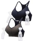 HOFISH Women's Pumping Sports Bra | Padded Medium Support Racerback | Seamless High Impact Yoga Exercise Athletic Bras | M 2pcs Black/Cameo+Black/Deep Blue - Buy Online on GoSupps.com