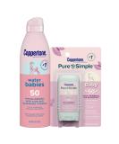 Coppertone WaterBabies SPF 50 Sunscreen Spray & Pure and Simple Stick Bundle (6oz Spray & 0.49oz Stick) - Buy Online on GoSupps.com