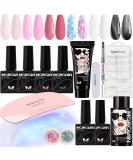 Poly Gel Nail Kit - 3 Pure & 1 Cat Eye Gel Polish + Mini UV Lamp - DIY Nail Extension Starter Set with Glitter Base Coat & Top Coat - Buy Online on GoSupps.com