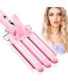 25mm Wave Iron for Hair | 3-Barrel Ceramic Curling Iron with Adjustable Temperature - Quick Heating Rose Pink Waves for All Hair Types - Buy Online on GoSupps.com