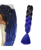 Buy Gairyan Jumbo Braid Extensions - 24 Ombre Synthetic Box Braids Hair (Black & Sapphire) - 100g for Crochet Twists | International Shipping Available - Buy Online on GoSupps.com