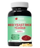 Red Yeast Rice 1200mg Capsules with CoQ10 for Cardiovascular Health - Cholesterol & Triglycerides Support - Vegan Supplement - 120 Ct - Buy Online on GoSupps.com