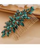 Chargances Crystal Bridal Hair Comb in Malachite Green | Handmade Wedding Hair Accessories for Bride, Prom, Flower Girl | Fashion Hair Clip with Rhinestones - Buy Online on GoSupps.com