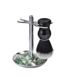 Men's Shaving Brush Set with Aventurine Decorated Stand - Style 2 | High-Quality Shaving Brush - Buy Online on GoSupps.com