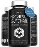 High Strength Magnesium Glycinate Supplement 300mg with Zinc & Vitamin B6 - 120 Capsules - UK Made Chelated Complex - Buy Online on GoSupps.com