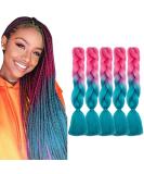 Tess Braids Extensions 60 cm - 5 Pack Jumbo Kanecalon Ombre Blue & Pink Hair Braids for Box Braids - 100g Bundle - Buy Online on GoSupps.com