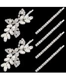 6-Piece Rhinestone Bridal Hair Clips Set - Crystal Leaf Wedding Hair Pins for Brides, Bridesmaids, Flower Girls - Silver Barrette Jewelry - Buy Online on GoSupps.com