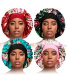 4 Pcs Large Silky Satin Sleep Bonnets for Women - Multicolor | Hair Care Night Cap for Curly Hair - Buy Online on GoSupps.com