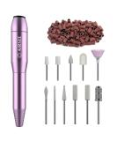 AIRSEE Portable Electric Nail Drill Kit for Acrylic Gel Nails - 11Pcs Bits, 56 Sanding Bands - Purple - Buy Online on GoSupps.com