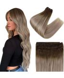 Easyouth Real Human Hair Balayage Sew in Weft Extensions Remy 16 Inch Brown to Medium Blonde Ombre - 100g - Buy Online on GoSupps.com
