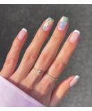 24 Pcs Pink Flower French Acrylic Press on Nails for Women | Short/Medium Glue on Fake Nails with Glue - Buy Online on GoSupps.com