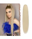Long Straight Braid Ponytail Hair Extensions - Light Blonde Synthetic Drawstring Extensions for Women - 50 cm - Buy Online on GoSupps.com